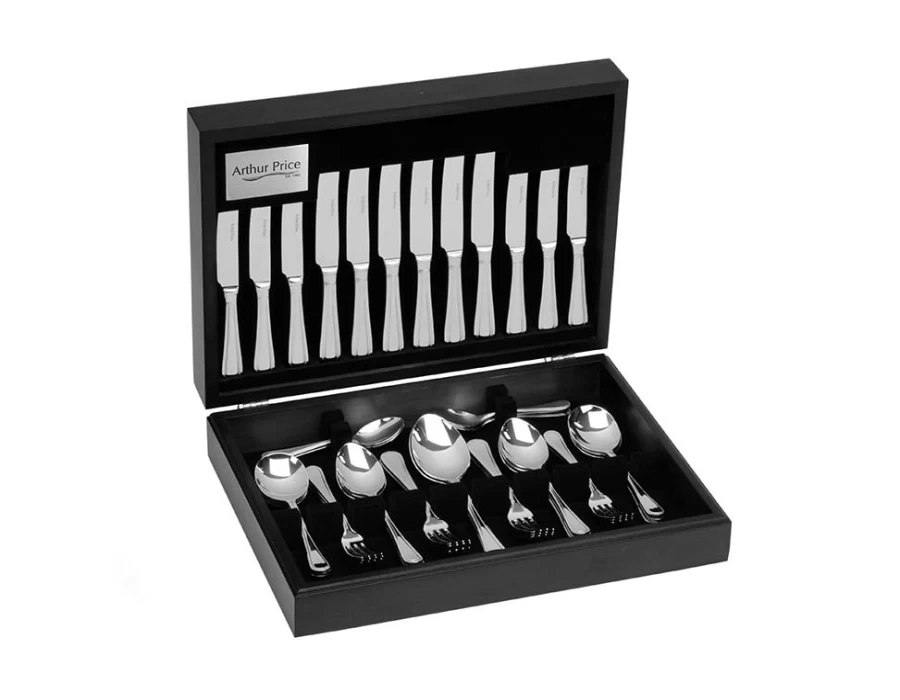 Arthur Price Everyday Classic 124-Piece Stainless Steel Cutlery Set, 12-Person Canteen Service for Elegant Dining