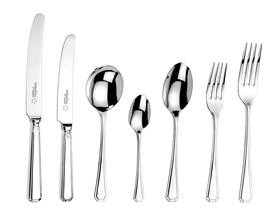 Arthur Price of England Grecian 84-Piece Stainless Steel Cutlery Set for 8 Persons, Canteen Collection
