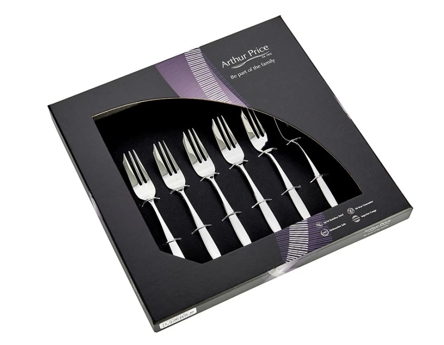 Arthur Price Everyday Classic Willow 6-Piece Pastry Fork Set - Stainless Steel Dessert Forks