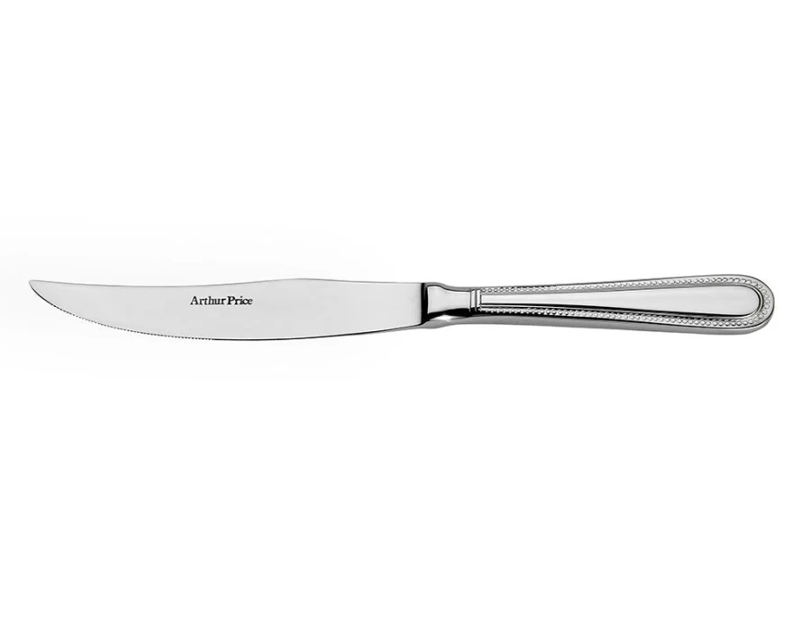 Arthur Price Everyday Classic Bead Steak Knife - Single Stainless Steel Serrated Edge Dining Cutlery