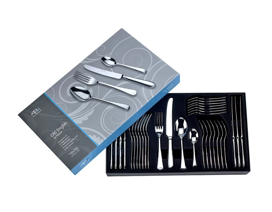 Arthur Price 8-Piece Old English Stainless Steel Cutlery Set, 32-Piece Boxed Kitchen Cutlery for 8 Place Settings