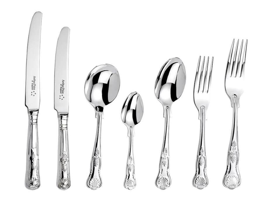 Arthur Price of England Kings 58-Piece Stainless Steel Cutlery Set for 8 Persons - Premium Canteen Collection