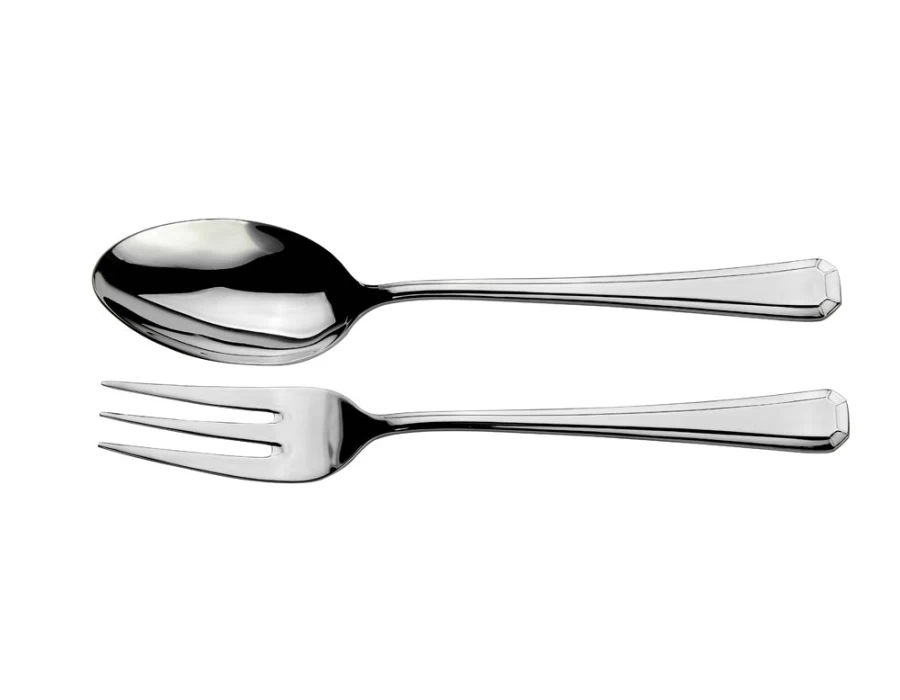 Arthur Price of England Grecian Stainless Steel Large Serving Spoon and Fork Set - Single Piece Elegant Cutlery