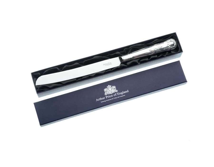 Arthur Price Kings Wedding Cake Knife - Stainless Steel Elegant Bridal Cake Cutting Set for Weddings - England Made