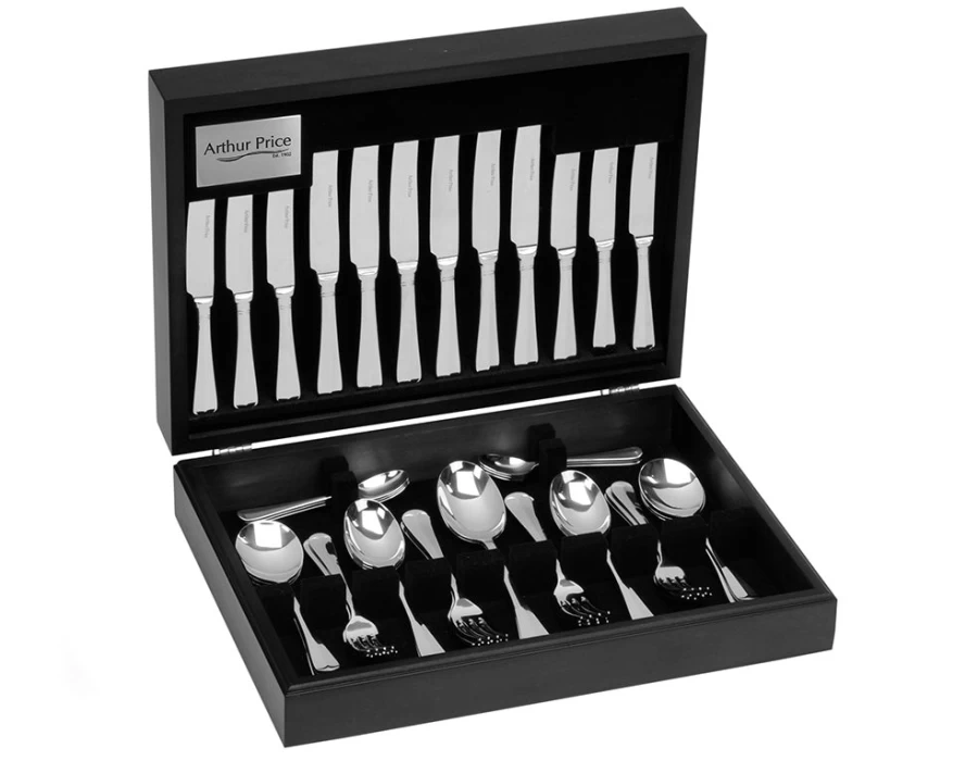 Arthur Price 58-Piece Stainless Steel Rattail Canteen Set - 8-Person Dinnerware Service, Everyday Classic Cutlery Collection