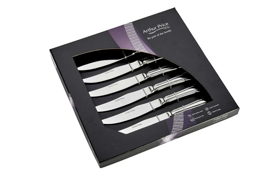 Arthur Price Everyday Classic Steak Knives Set of 6 - Premium Stainless Steel Steak Knives for Dining