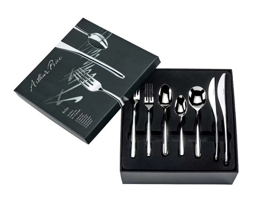 Arthur Price Signature Echo 84-Piece Stainless Steel Cutlery Set - 12-Person Place Setting in Gift Box