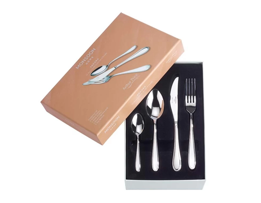 Arthur Price Monsoon Sahara 24-Piece Stainless Steel Cutlery Set - 6-Person Place Setting in Gift Box
