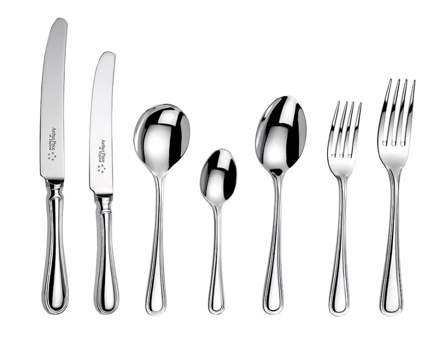 Arthur Price of England 124-Piece Stainless Steel Canteen Cutlery Set - 12-Person Place Setting, Britannia Collection