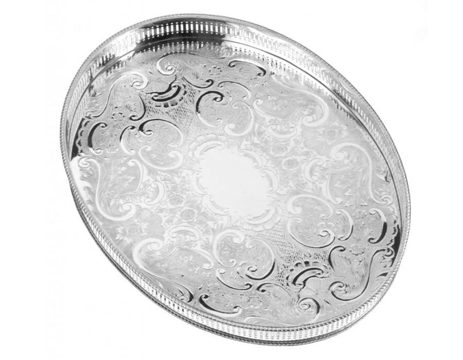 Arthur Price Silver Plated 15.25" Oval Mounted Gallery Serving Tray - Elegant Tableware