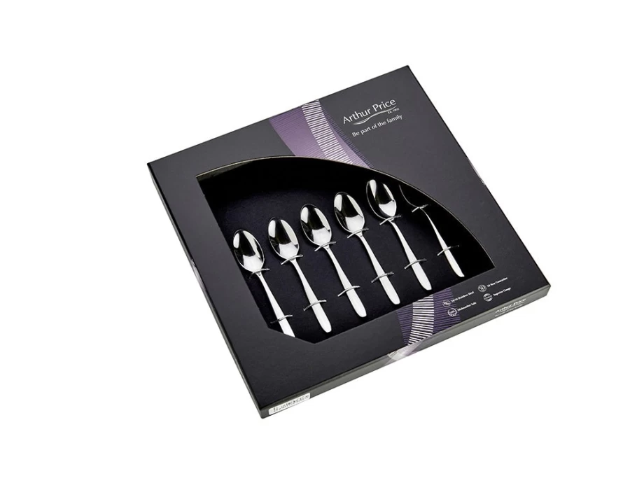 Arthur Price Everyday Classic Willow Set of 6 Stainless Steel Coffee Spoons - Elegant Dessert Teaspoons