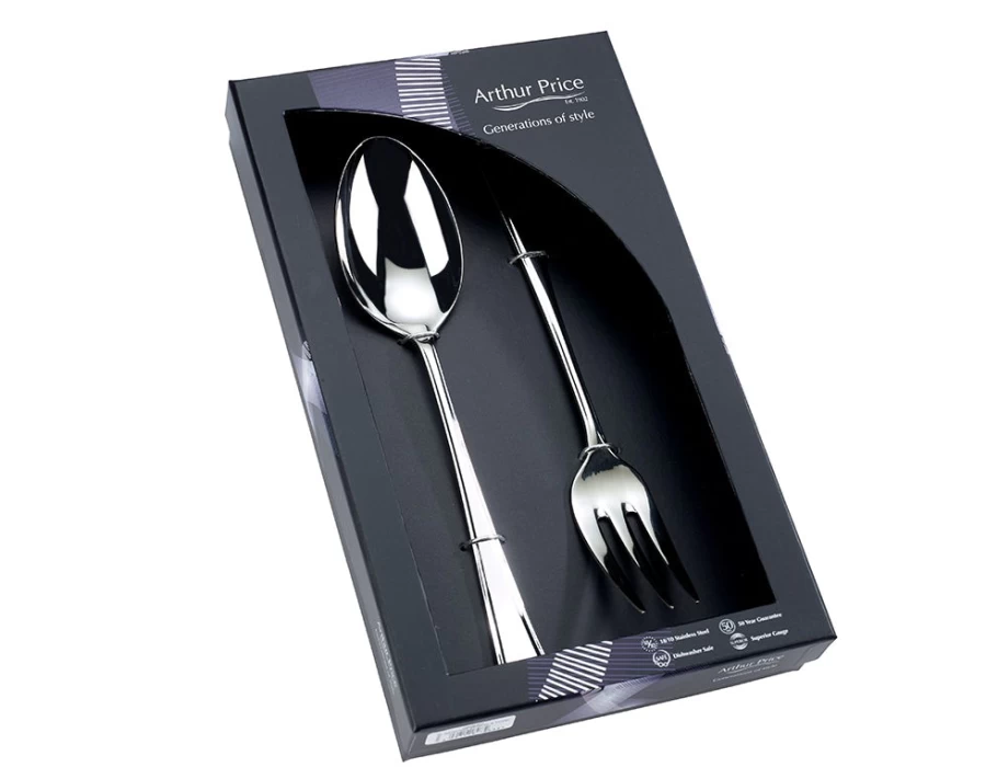 Arthur Price Everyday Classic Harley Stainless Steel Large Serving Spoon and Fork Set - Single Box