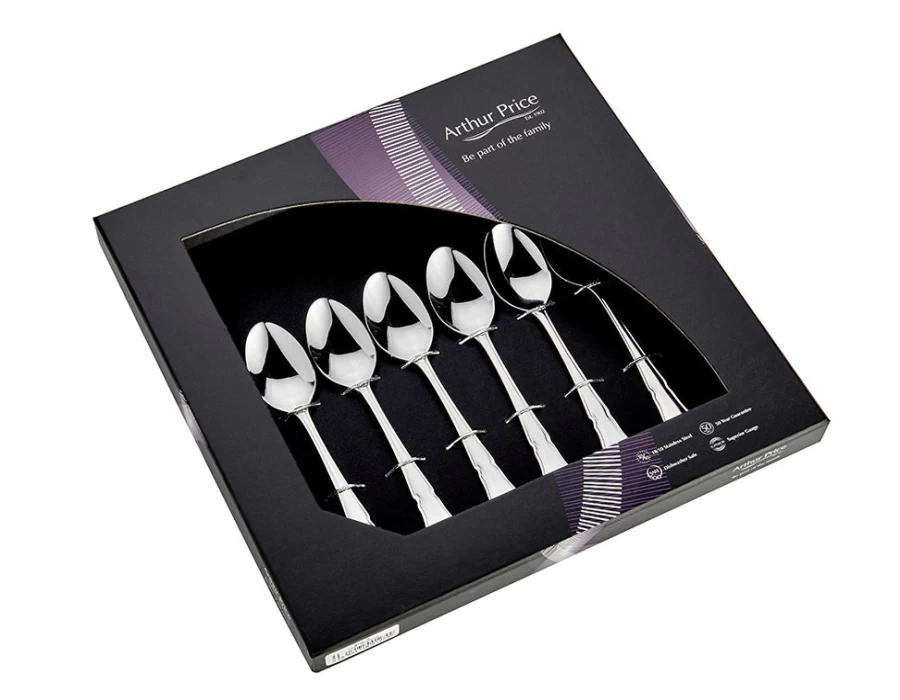 Arthur Price Everyday Classic Stainless Steel Teaspoons, Set of 6 - Premium Dining Cutlery