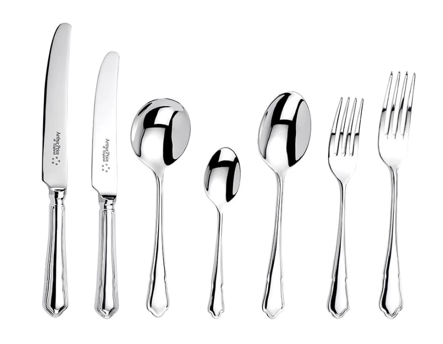 Arthur Price of England 46-Piece Stainless Steel Canteen Cutlery Set, 6-Person Place Setting, Dubarry Collection