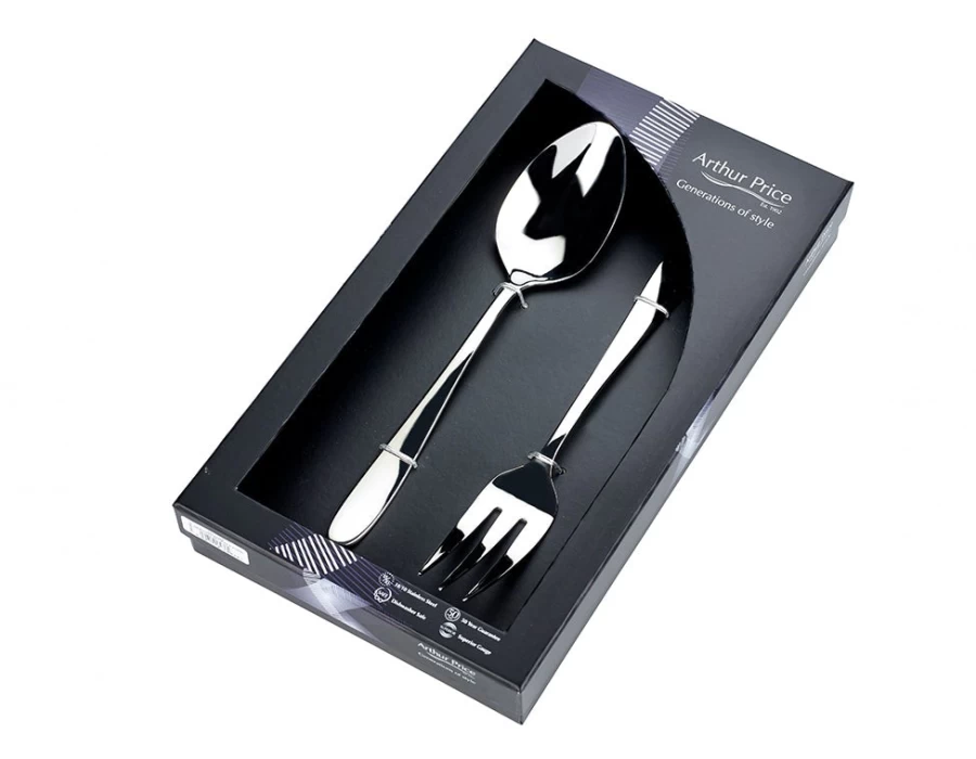 Arthur Price Stainless Steel Everyday Classic Willow Large Serving Spoon and Fork Set - Single, New