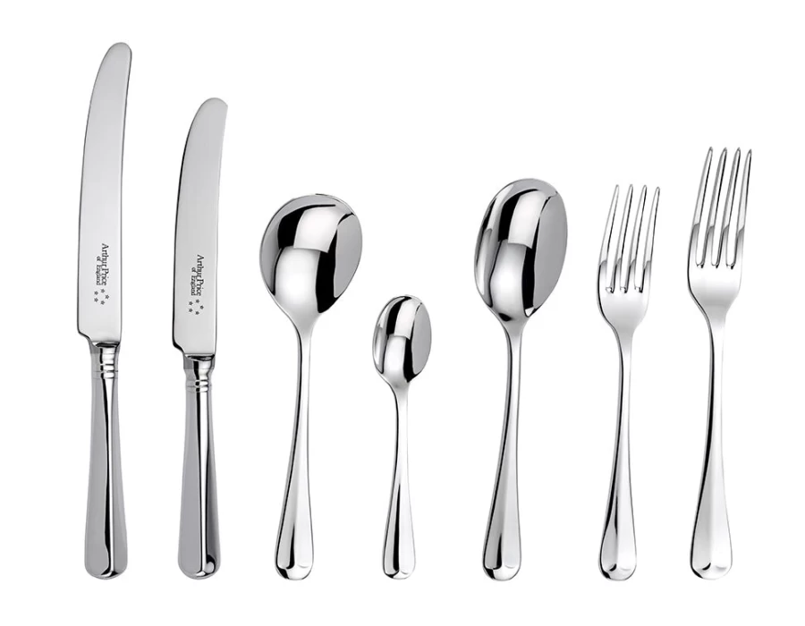 Arthur Price of England Rattail 100-Piece Stainless Steel Cutlery Set, 12-Person Canteen Service for 12