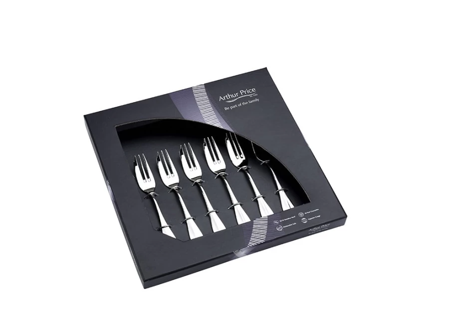 Arthur Price Everyday Classic Baguette Box Of 6 Stainless Steel Pastry Forks - Elegant Dessert Cutlery Set