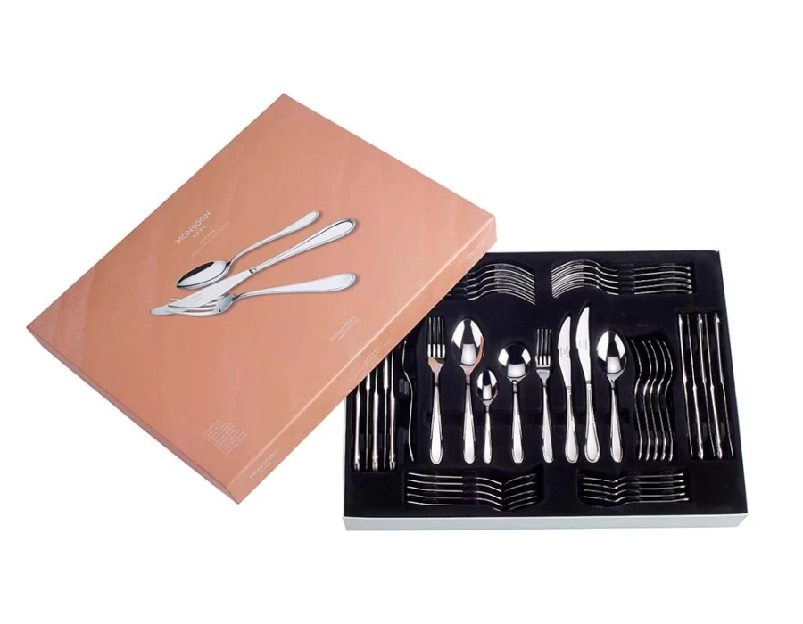 Arthur Price Monsoon Sahara 44-Piece Stainless Steel Cutlery Set for 6 People - Elegant Boxed Flatware Collection