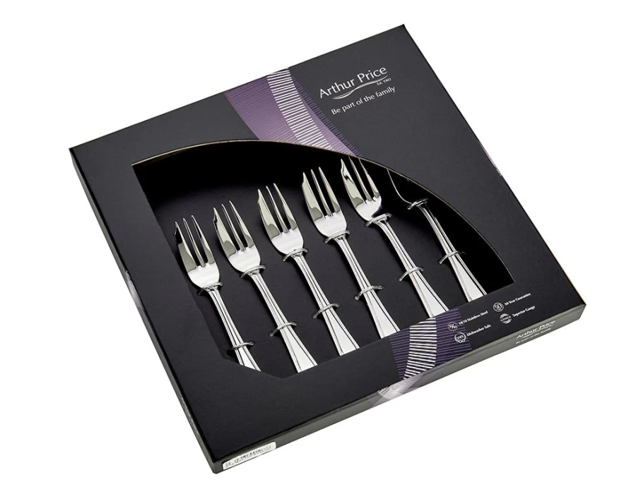 Arthur Price Everyday Classic Stainless Steel Bead Set - 6 Pastry Forks, Elegant Dining Cutlery