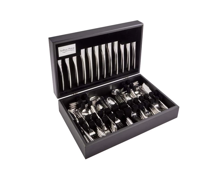 Arthur Price Signature Echo 124-Piece Stainless Steel Cutlery Set - 12-Person Canteen Dining Set
