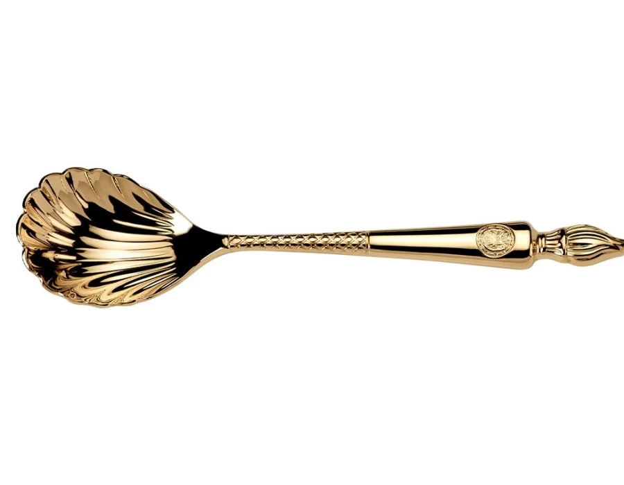 Arthur Price Luxury Gold Plated Caviar Spoon - Single, Empire Flame Design