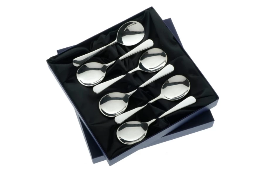 Arthur Price of England Old English 6-Piece Fruit Spoon Set in Stainless Steel - Elegant Dessert Spoons