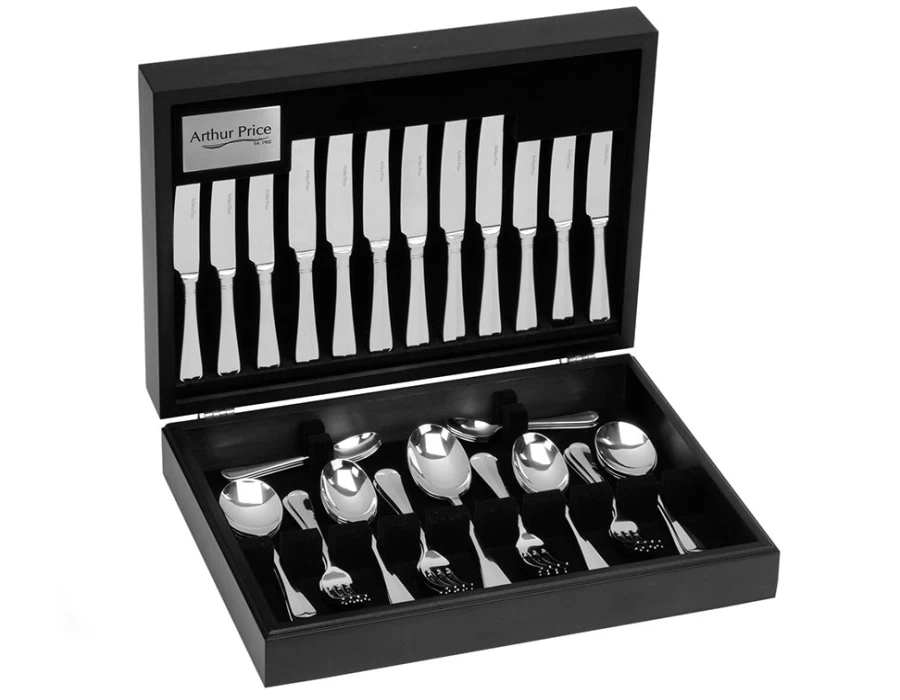 Arthur Price 88-Piece Stainless Steel Canteen Set - Classic Rattail Design, 12-Person Place Setting for Everyday Use