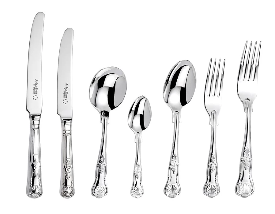 Arthur Price of England Kings 46-Piece Stainless Steel Cutlery Set, 6-Person Canteen Service for Formal Dining