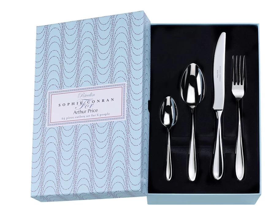 Arthur Price 24-Piece Stainless Steel Cutlery Set - 6-Person Place Setting, Elegant Boxed Gift