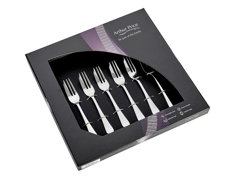 Arthur Price Stainless Steel Everyday Classic Rattail Pastry Forks, Set of 6