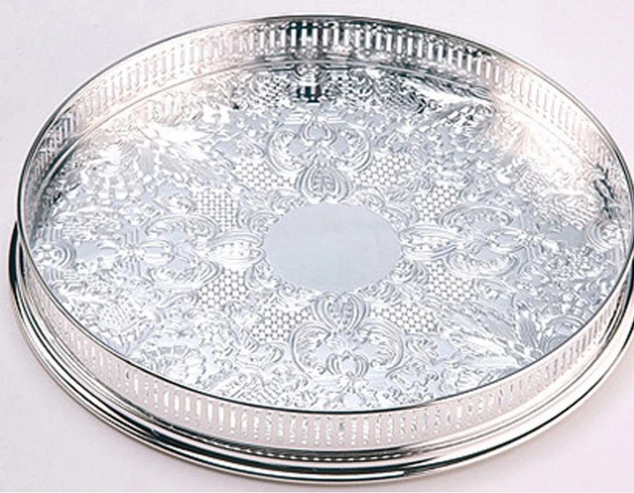 Arthur Price 11" Silver Plated Round Embossed Gallery Serving Tray - Elegant Table Decor