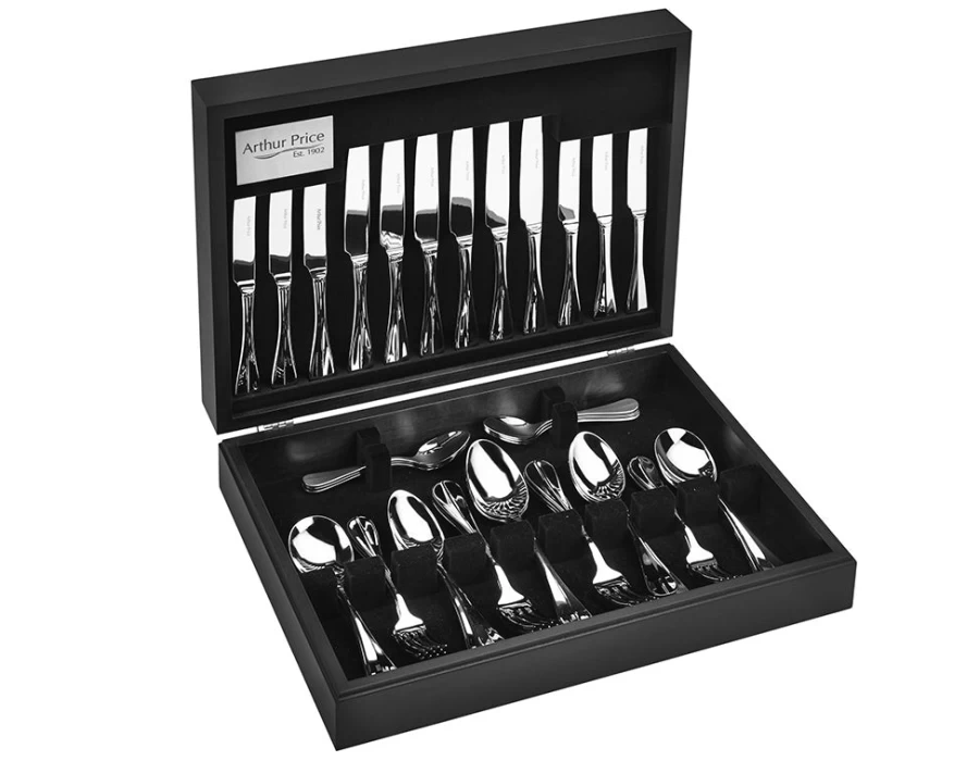 Arthur Price 12-Person Stainless Steel Canteen Set - Everyday Classic Baguette 88-Piece Cutlery Collection