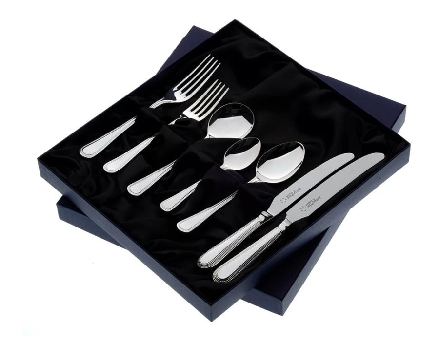 Arthur Price of England 7-Piece Stainless Steel Bead Place Setting - Single Person Set in Gift Box