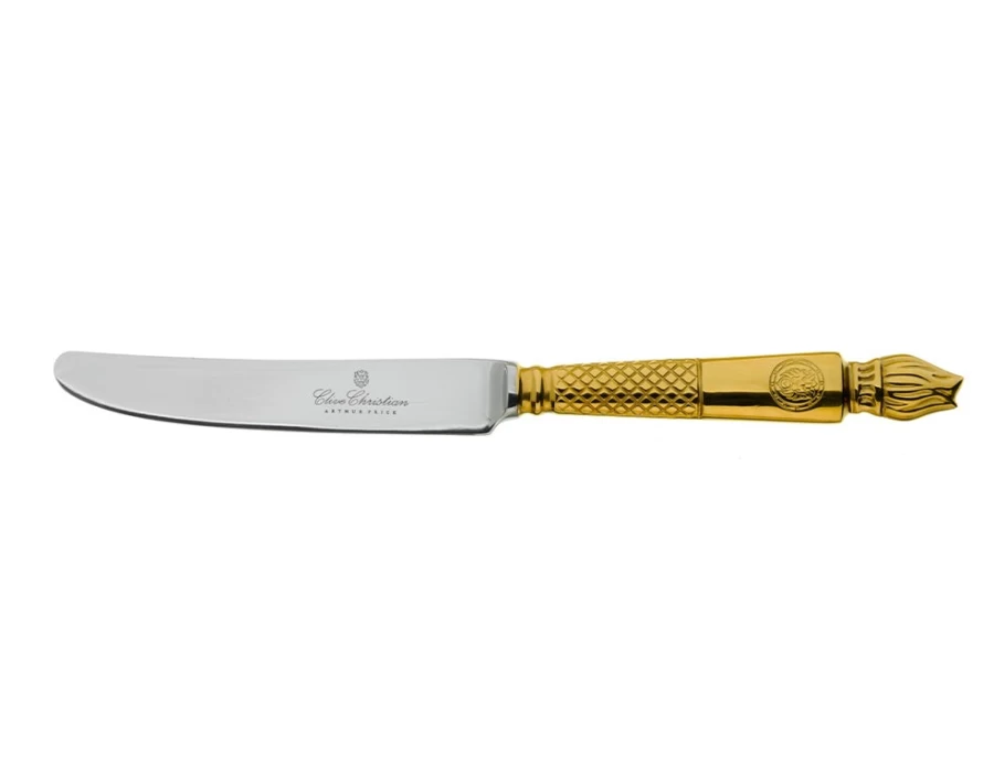Arthur Price Luxury Gold Plated Dessert Knife - Single, Elegant Empire Flame Design