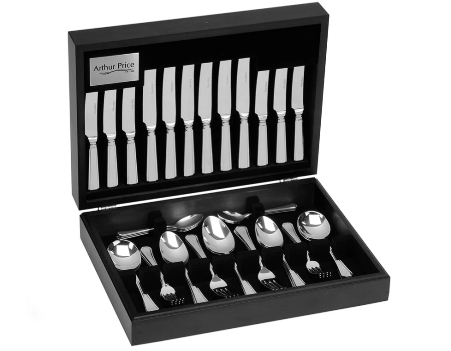 Arthur Price 58-Piece Stainless Steel Grecian Canteen Set - 8-Person Dinnerware Service, Classic Everyday Tableware