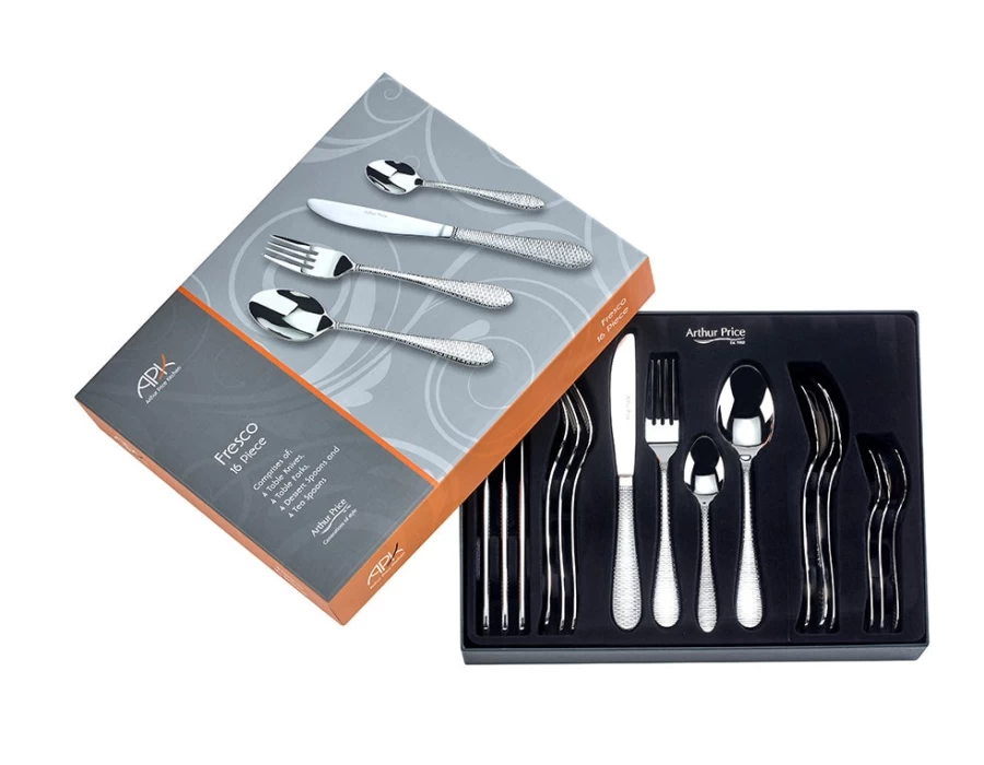 Arthur Price Fresco 16-Piece Stainless Steel Cutlery Set for 4 People - Elegant Boxed Dining Collection