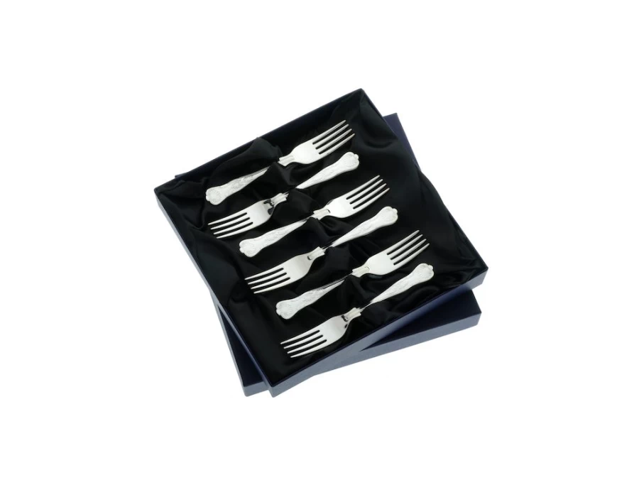 Arthur Price Kings 6 Stainless Steel Fruit Forks - Set of 6 Elegant Dessert Forks, England Made