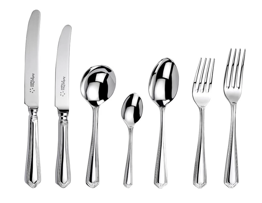 Arthur Price of England Chester 84-Piece Stainless Steel Canteen Cutlery Set, 8-Person Place Setting