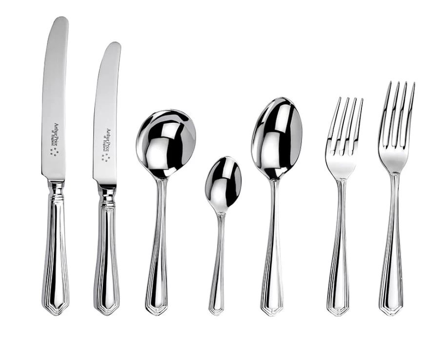 Arthur Price of England Chester 58-Piece Stainless Steel Cutlery Set for 8 Persons - Premium Canteen Flatware Collection