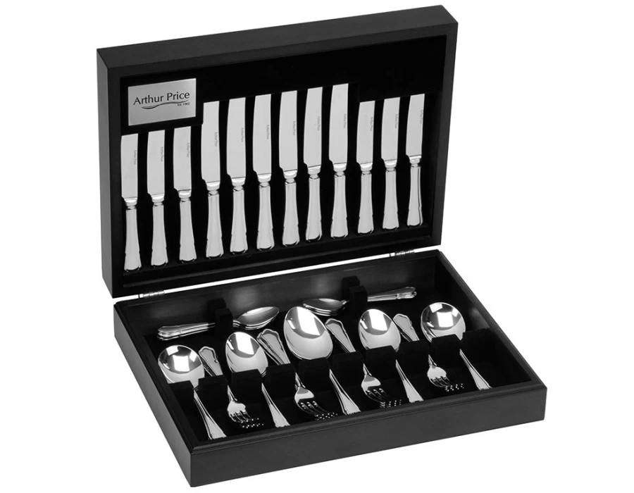 Arthur Price 58-Piece Stainless Steel Cutlery Set - Classic Everyday Flatware for 8 Persons, Elegant Dining Canteen