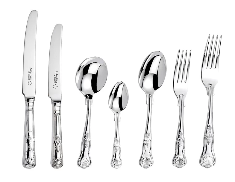 Arthur Price of England Kings 100-Piece Stainless Steel Cutlery Set, 12-Person Canteen Service for Formal Dining