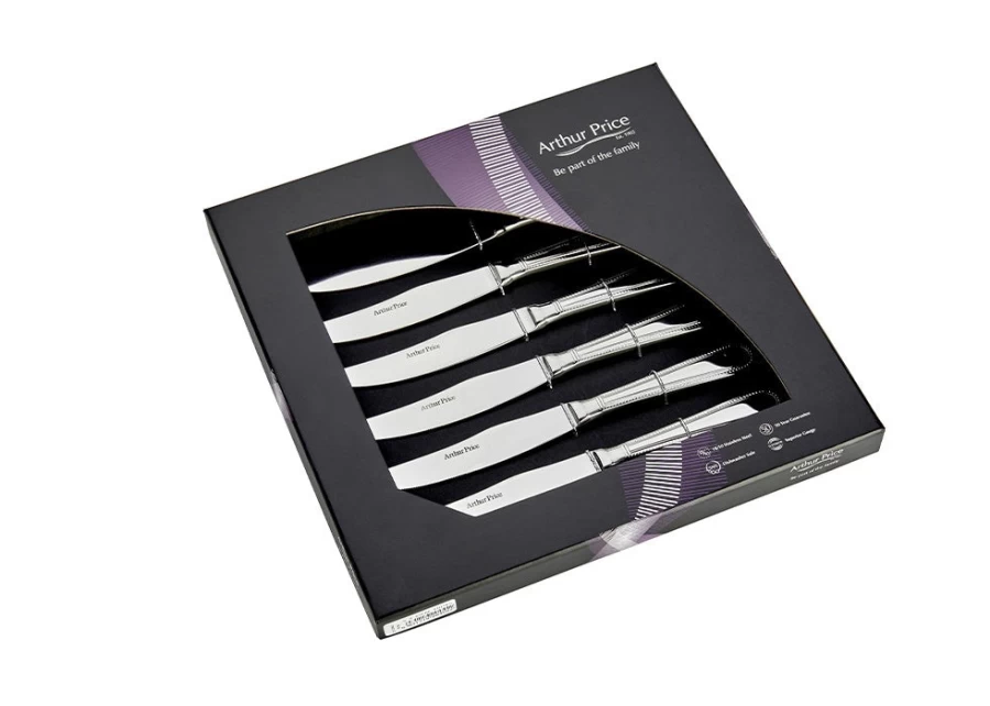 Arthur Price Everyday Classic 6-Piece Steak Knife Set - Stainless Steel Bead Boxed Cutlery