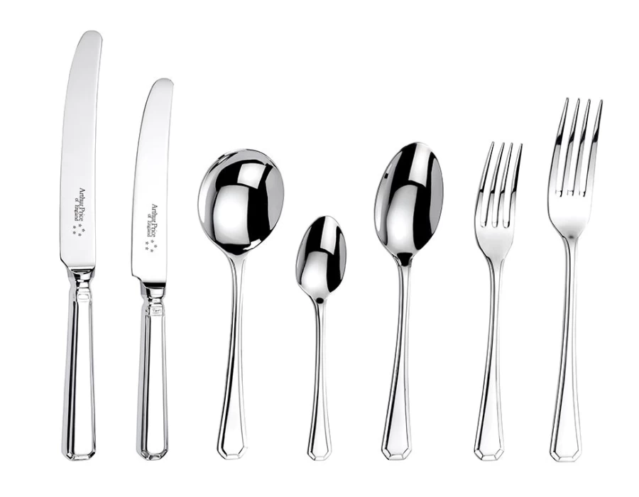 Arthur Price of England Grecian 58-Piece Stainless Steel Cutlery Set for 8 Persons - Elegant Canteen Collection