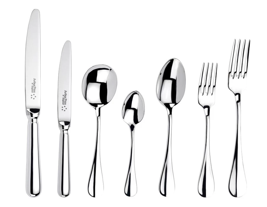 Arthur Price of England 58-Piece Stainless Steel Baguette Cutlery Set, Canteen Service for 8 Persons