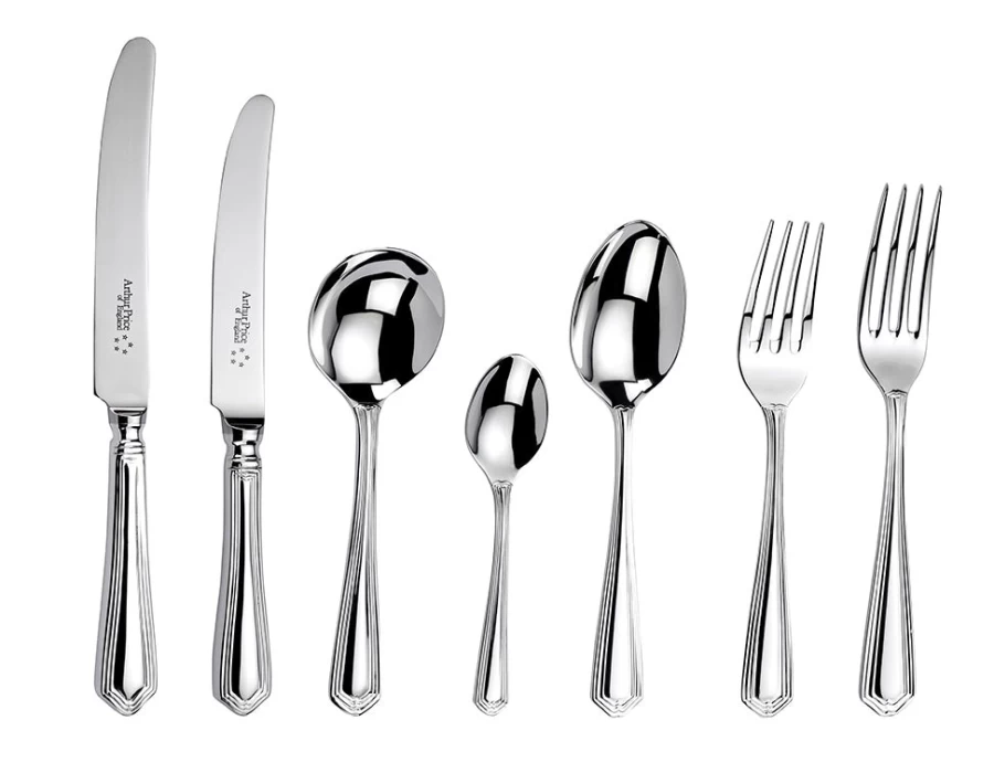 Arthur Price of England Chester 60-Piece Stainless Steel Canteen Cutlery Set, 8-Person Place Setting