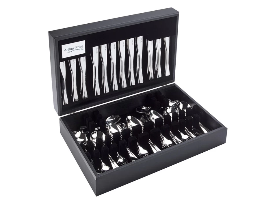 Arthur Price Signature Cascade 124-Piece Stainless Steel Cutlery Set - 12-Person Canteen Service for Elegant Dining