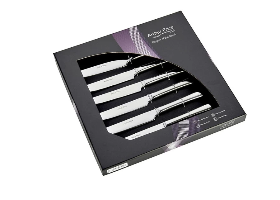 Arthur Price 6-Piece Everyday Classic Willow Steak Knives Set - Stainless Steel Cutlery