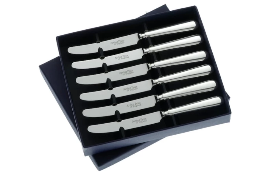 "Arthur Price Baguette Set of 6 Stainless Steel Tea Knives - England Made"