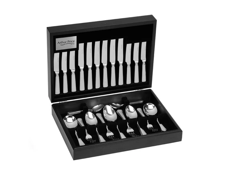 Arthur Price 124-Piece Stainless Steel Grecian Classic Dinnerware Set for 12, Everyday Elegant Canteen Place Setting