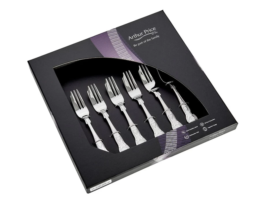 Arthur Price Everyday Classic Kings Set of 6 Stainless Steel Pastry Forks - Elegant Dessert Cutlery